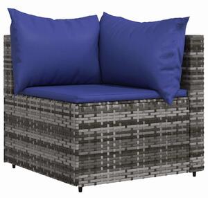 VidaXL 2 db szürke polyrattan kerti sarokkanapé párnával