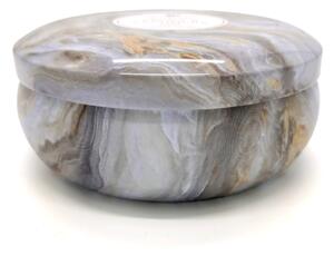 Illatgyertya, márvány mintás fém dobozban, 470 g, Woodbridge - Peony & Cachmere