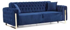 DANA Silver chesterfield kanapé szett 3-3-1 fős, kék és fehér bársony