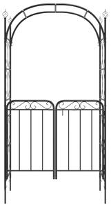 VidaXL fekete acél kerti boltív kapuval 108 x 45 x 235 cm