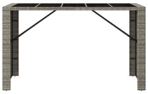 VidaXL szürke polyrattan üveglapos kerti asztal 185 x 80 x 110 cm