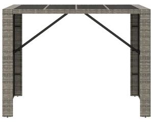 VidaXL szürke polyrattan üveglapos kerti asztal 145 x 80 x 110 cm