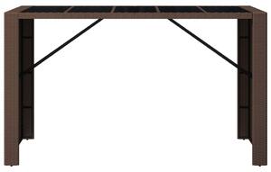 VidaXL barna polyrattan kerti asztal üveglappal 185 x 80 x 110 cm