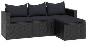VidaXL fekete polyrattan kerti ülőgarnitúra