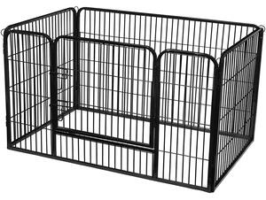 Kutya kennel, kutyaketrec 122x80x70 cm, kültéri kisállat kifutó, fekete