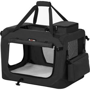 Kutyaszállító táska 60 x 42 x 42 cm, összecsukható kisállathordozó, M, fekete | FEANDREA
