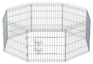 Kutya kennel, kutyaketrec, 61 cm magas, összecsukható kifutó 8 paneles, ezüst | FEANDREA