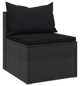 VidaXL 2 db fekete polyrattan kerti középső kanapé párnákkal