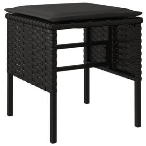 VidaXL 4 db fekete polyrattan kerti lábzsámoly párnákkal