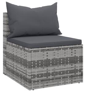 VidaXL 2 db szürke polyrattan kerti középső kanapé párnákkal
