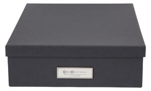 Oskar sötétszürke irattartó doboz címkével, A4 - Bigso Box of Sweden