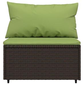 VidaXL barna polyrattan kerti középső kanapé párnákkal