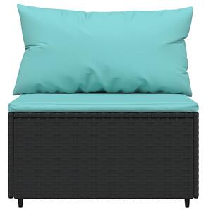 VidaXL fekete polyrattan kerti középső kanapé párnákkal