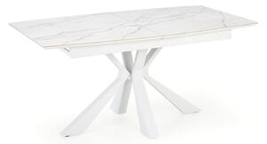 Asztal Houston 1559, Fehér márvány, Fehér, 78x89x160cm, Hosszabbíthatóság, Közepes sűrűségű farostlemez, Fém
