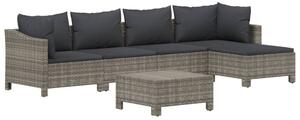VidaXL 6 részes szürke polyrattan kerti ülőgarnitúra párnákkal