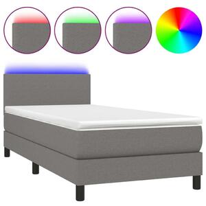 LED-es Ágy Matraccal - Sötétszürke Szövet - 100x200 cm