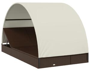 VidaXL 2 személyes barna polyrattan napágy kerek tetővel 211x112x140cm