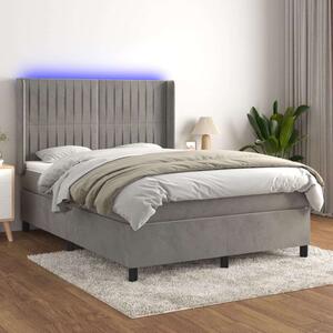 VidaXL LED-es Bársony Ágy - 140x200 cm