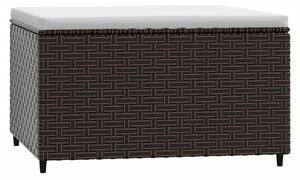 VidaXL 2 db barna polyrattan kerti lábtartó párnával
