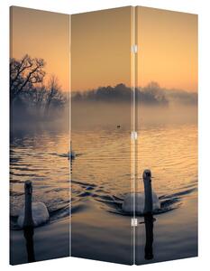 Paraván - Hattyúk a vizen és a ködben (126x170 cm)