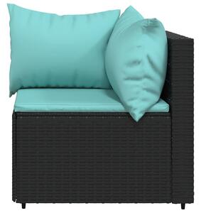 VidaXL fekete polyrattan kerti sarokkanapé párnákkal
