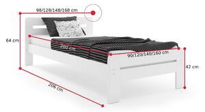 DALLASO ágy, 90x200, fehér