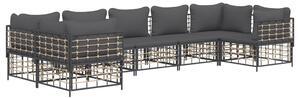 VidaXL 7 részes antracitszürke polyrattan kerti ülőgarnitúra párnákkal
