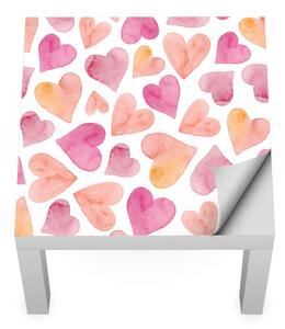 IKEA LACK asztal bútormatrica - rózsaszín és narancssárga szívek