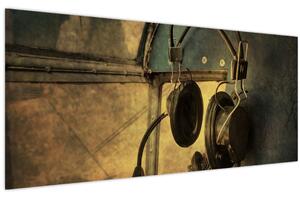 Kép - Vintage repülőgép fejhallgató (120x50 cm)