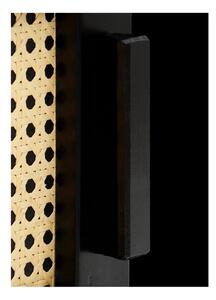 Jolene fekete borovi fenyő komód rattan ajtókkal, szélesség 170 cm - Støraa
