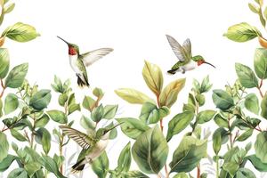 Kép kolibrik és levelek