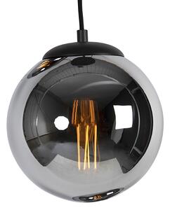 Art deco függesztett lámpa fekete füstüveggel, 3 lámpával - Pallon