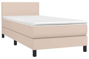 Cappuccino színű műbőr rugós ágy matraccal 90 x 200 cm