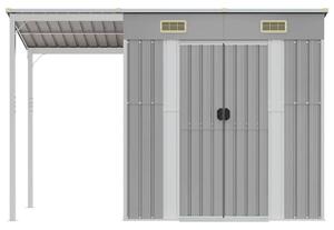 VidaXL világosszürke fészer meghosszabbított tetővel 277x110,5x181 cm
