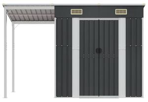 VidaXL antracitszürke fészer meghosszabbított tetővel 277x110,5x181 cm