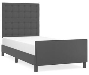 VIDAXL - Fekete Műbőr Ágykeret Fejtámlával - 80x200 cm