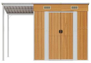 VidaXL világosbarna fészer meghosszabbított tetővel 277x110,5x181 cm