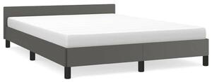 VIDAXL Ágykeret Műbőr - Szürke - 140x200 cm