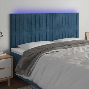 VidaXL sötétkék bársony LED-es fejtámla 180x5x118/128 cm