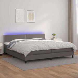VidaXL Ágy - 200x200 cm - Szürke Műbőr - LED