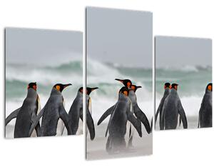 Pingvinek képe az óceán mellett (90x60 cm)