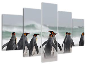 Pingvinek képe az óceán mellett (150x105 cm)
