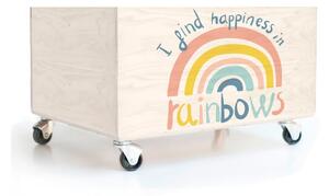Rainbow fenyő gyerek tárolódoboz kerekekkel - Folkifreckles