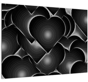 Fekete-fehér szív képe (üvegen) (70x50 cm)