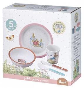5 részes étkezési szett - Peter Rabbit pink