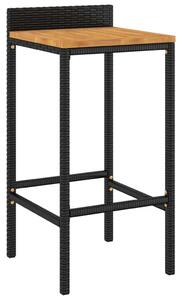 VidaXL Bárszék - 4 db - Fekete Polyrattan - Akácfa