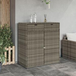 VidaXL szürke polyrattan kerti tárolószekrény 105 x 55 x 113 cm