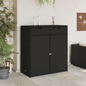 VidaXL fekete polyrattan kerti tárolószekrény 105 x 55 x 113 cm