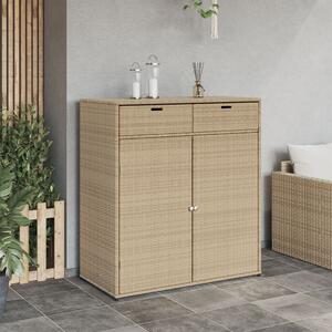 VidaXL bézs polyrattan kerti tárolószekrény 105 x 55 x 113 cm