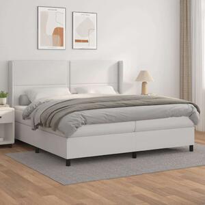 VidaXL fehér műbőr rugós ágy matraccal 200 x 200 cm